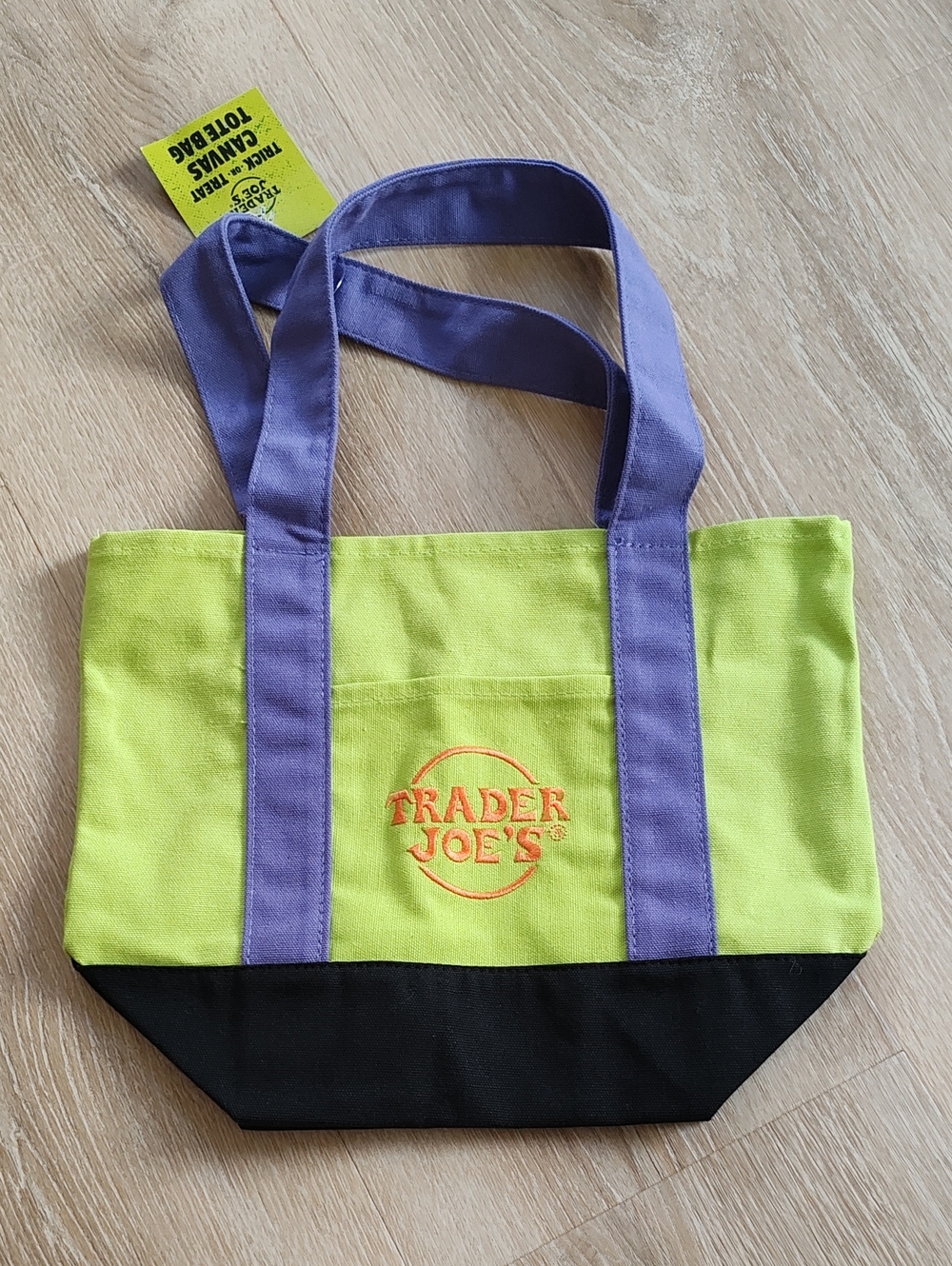 Lime Green & Purple Canvas Mini Tote Bag